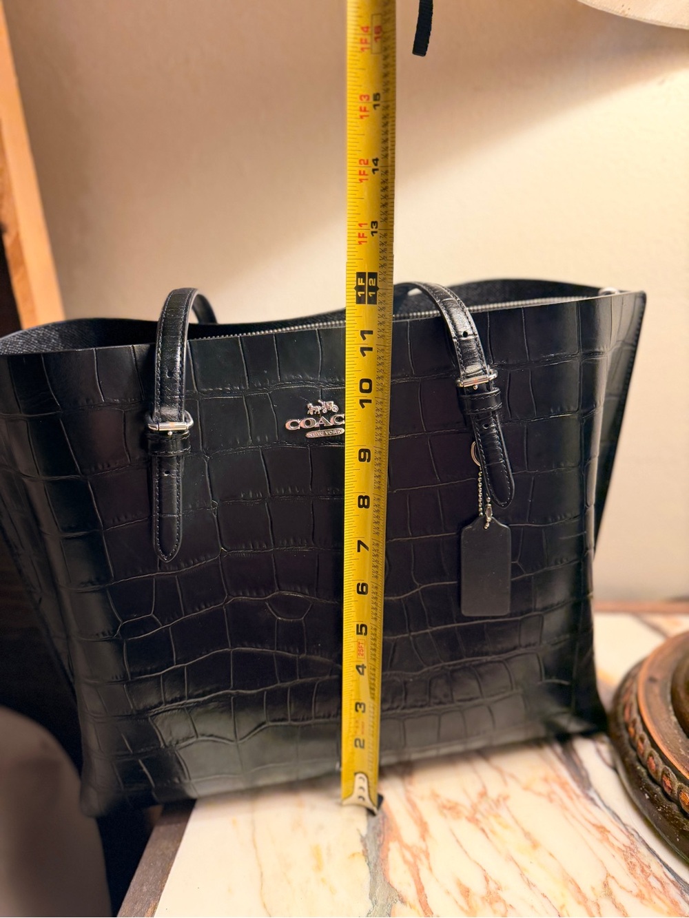 Coach Black Textured Leather Patch Tote - Picture 10 of 10